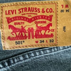 Men’s Levi button fly jeans in grey